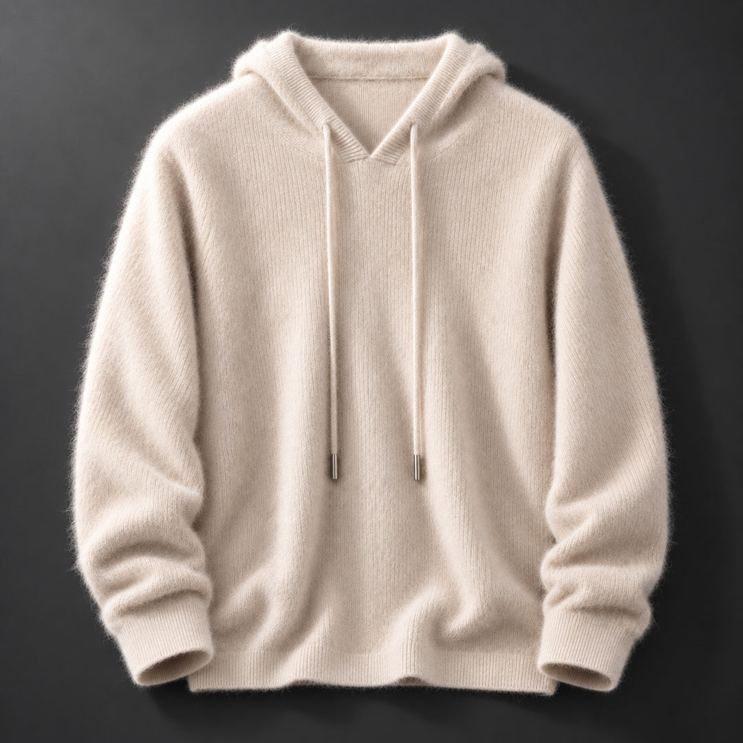 Fynch - Knitted Hoodie With Drawstring and Ribbed Cuffs
