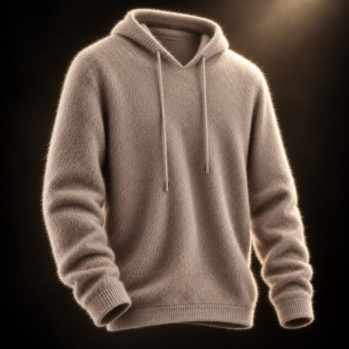 Fynch - Knitted Hoodie With Drawstring and Ribbed Cuffs
