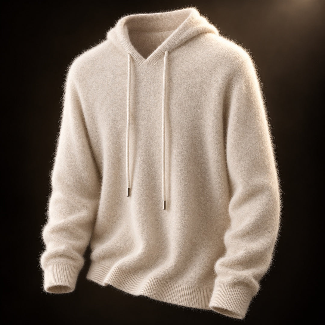 Fynch - Knitted Hoodie With Drawstring and Ribbed Cuffs