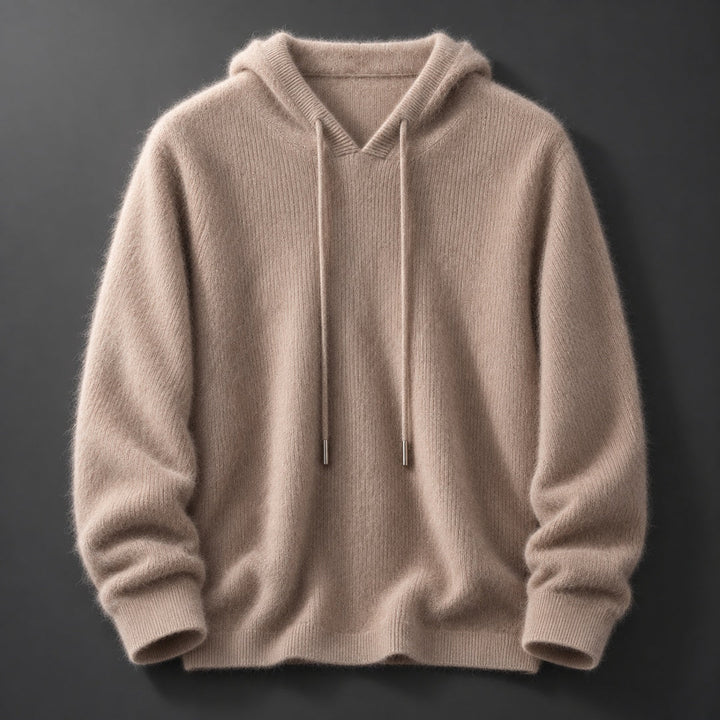 Fynch - Knitted Hoodie With Drawstring and Ribbed Cuffs