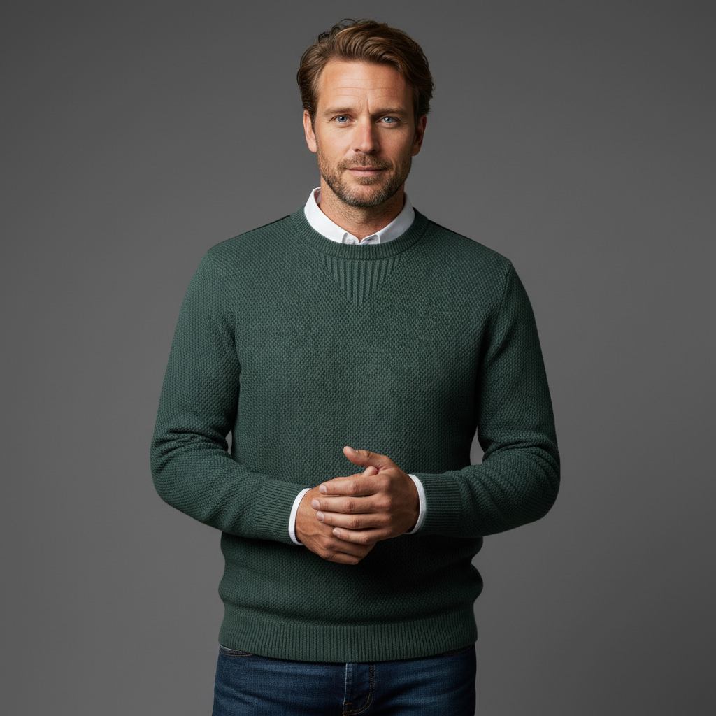 Jaison - Sweater With Textured Knit and Crew Neck