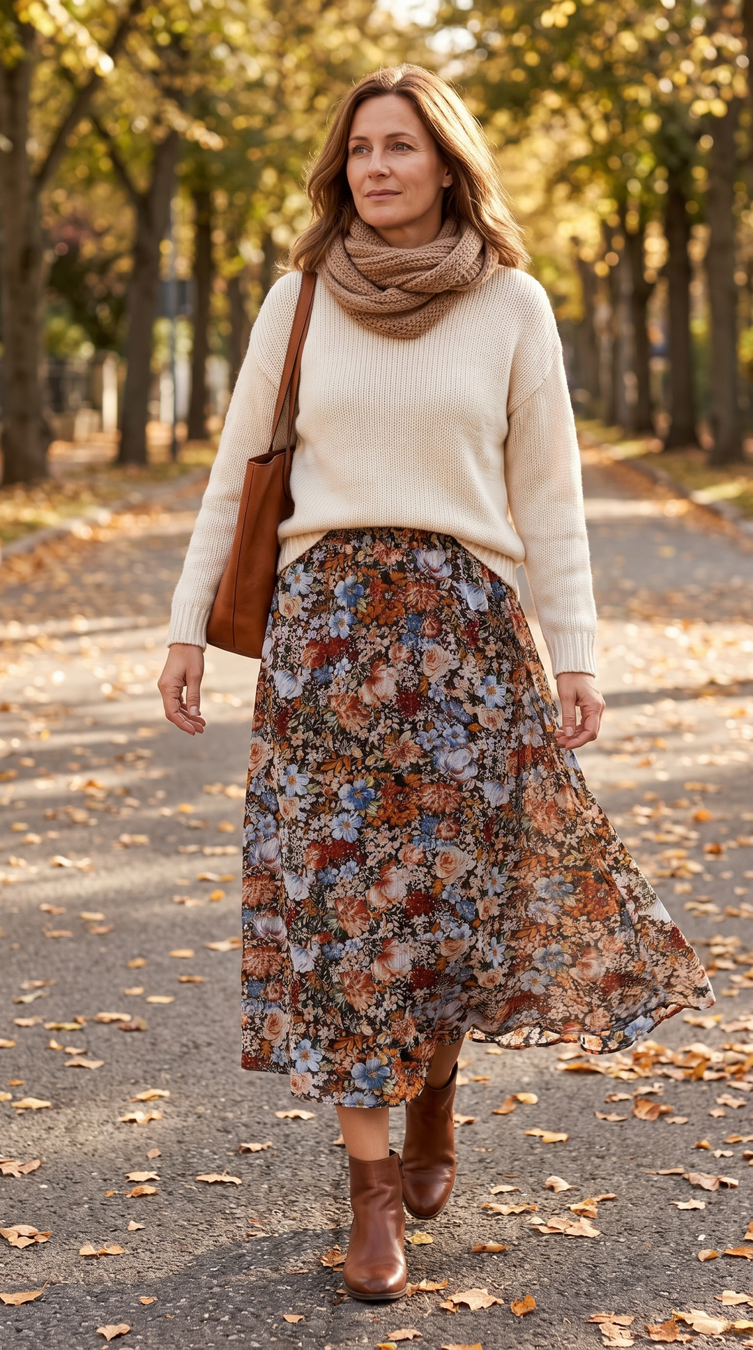 Zolina - Floral Print Skirt With Elastic Waist