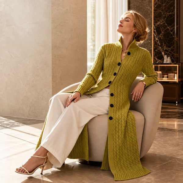 Noreena - Cardigan with Cable Knit and Button Closure