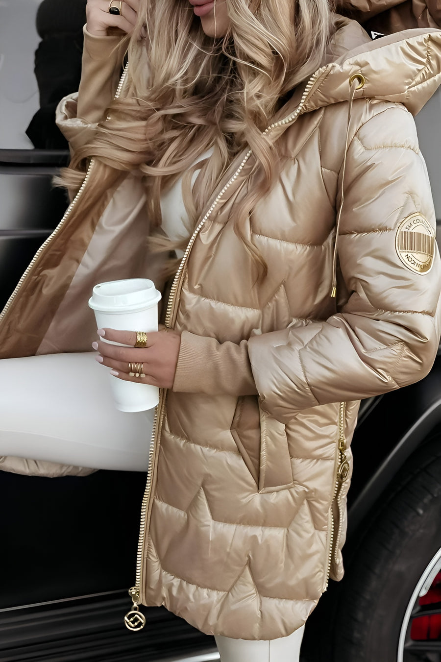 Mageina - Elegant Winter Coat With Hood And Padding