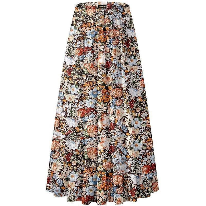 Zolina - Floral Print Skirt With Elastic Waist