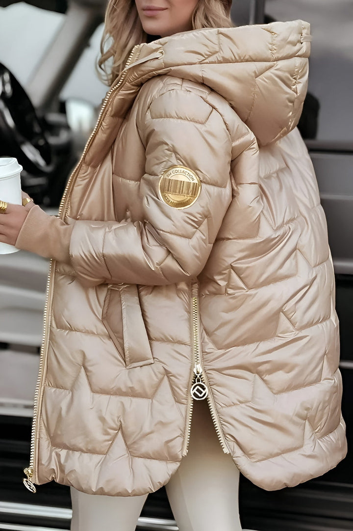 Mageina - Elegant Winter Coat With Hood And Padding