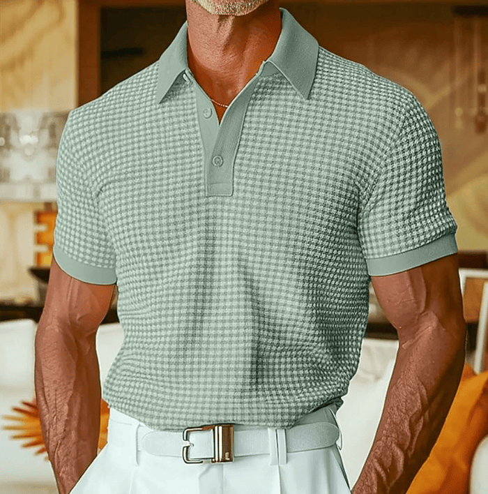 Ishaan - Textured Checked Polo Shirt