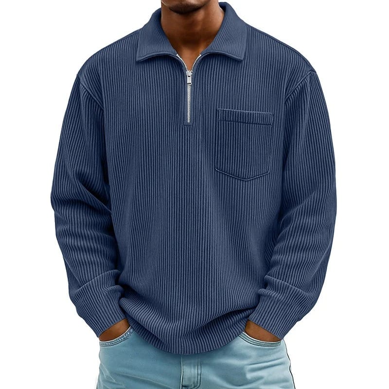 Quenton - Sweater with Half Zip and Chest Pocket