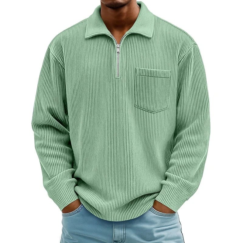 Quenton - Sweater with Half Zip and Chest Pocket