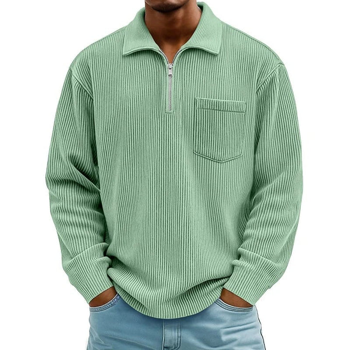 Quenton - Sweater with Half Zip and Chest Pocket