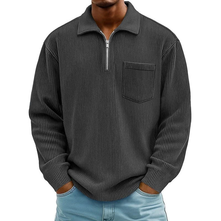Quenton - Sweater with Half Zip and Chest Pocket
