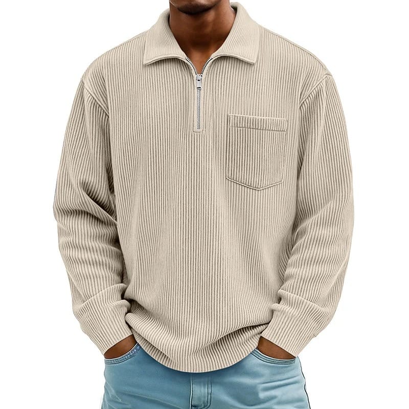 Quenton - Sweater with Half Zip and Chest Pocket