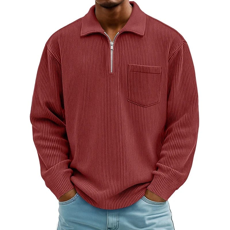 Quenton - Sweater with Half Zip and Chest Pocket
