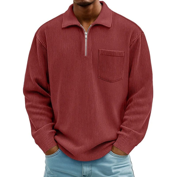 Quenton - Sweater with Half Zip and Chest Pocket