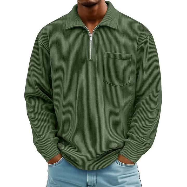 Quenton - Sweater with Half Zip and Chest Pocket