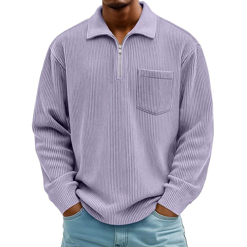 Quenton - Sweater with Half Zip and Chest Pocket
