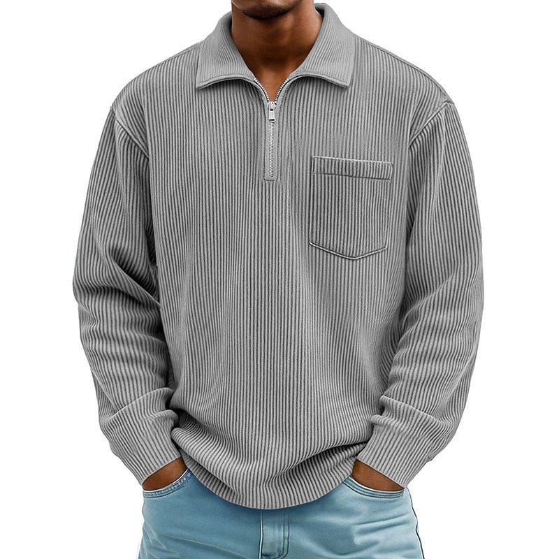 Quenton - Sweater with Half Zip and Chest Pocket