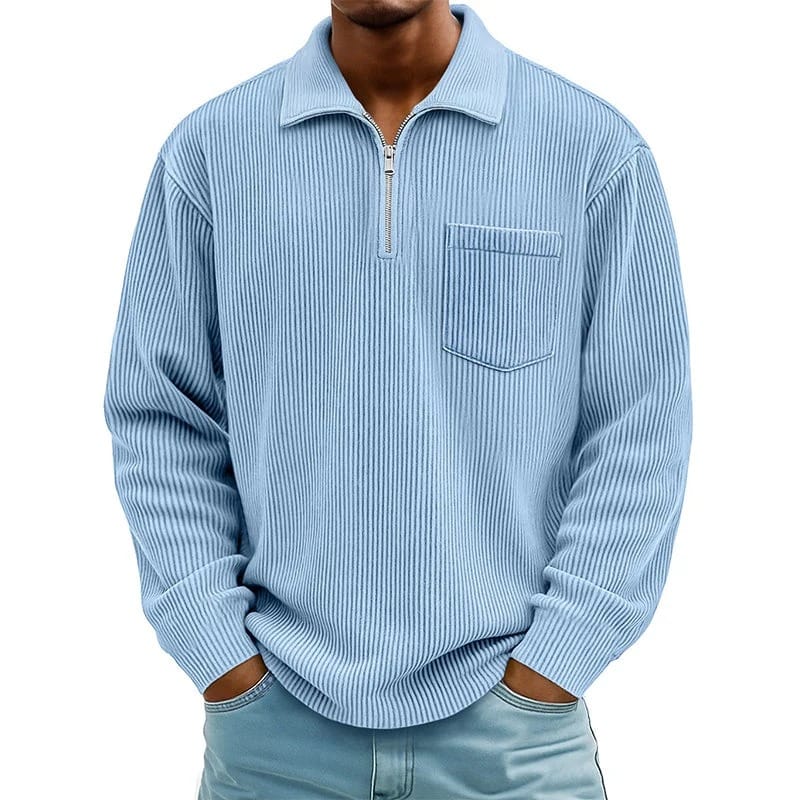 Quenton - Sweater with Half Zip and Chest Pocket