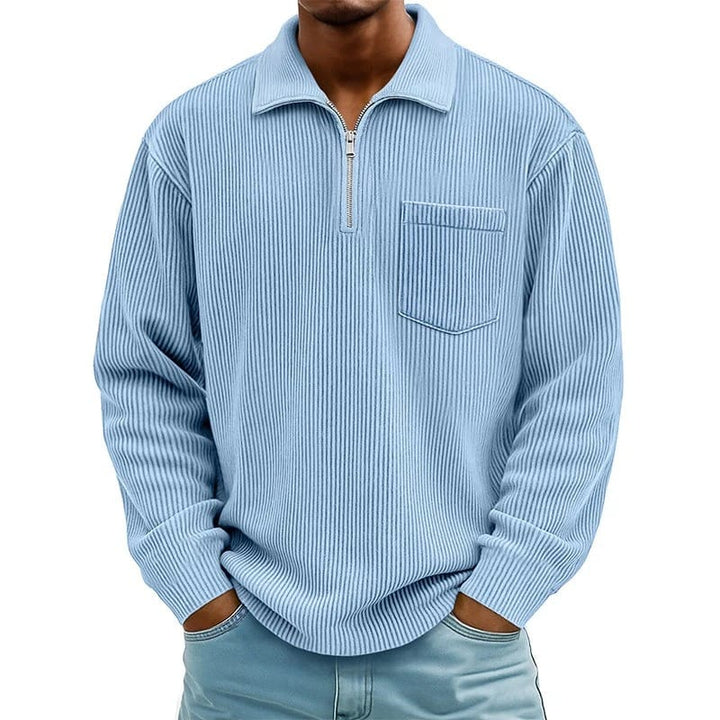 Quenton - Sweater with Half Zip and Chest Pocket