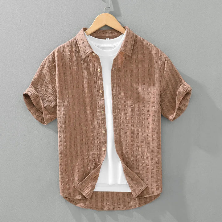 Bradson - Textured Short Sleeve Button-Up Shirt