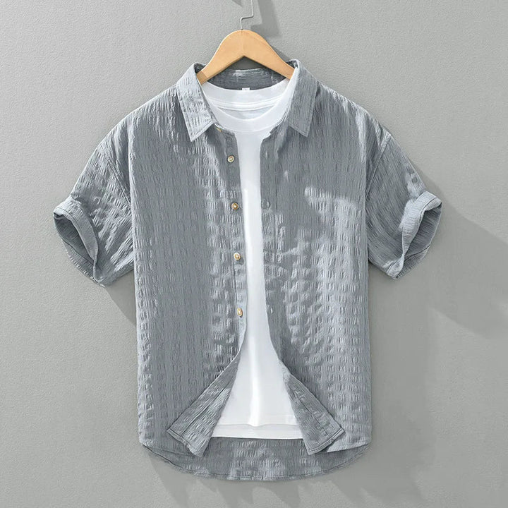 Bradson - Textured Short Sleeve Button-Up Shirt