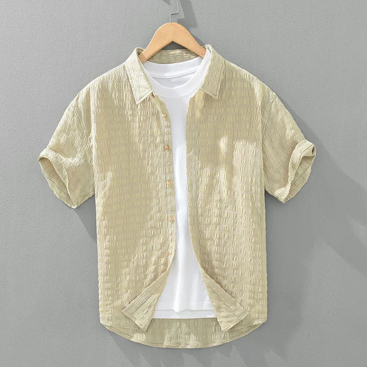 Bradson - Textured Short Sleeve Button-Up Shirt