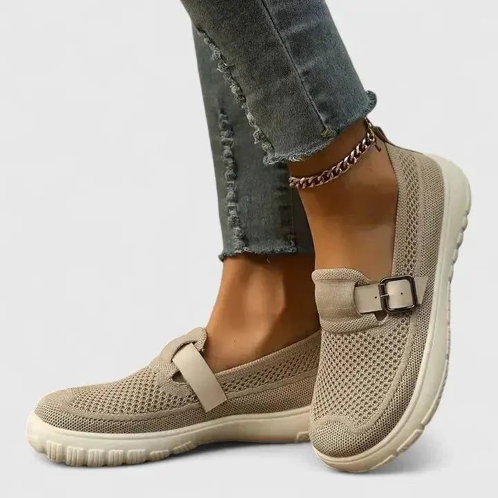 Clemencia - Loafers With Knit Uppers and Buckle Straps