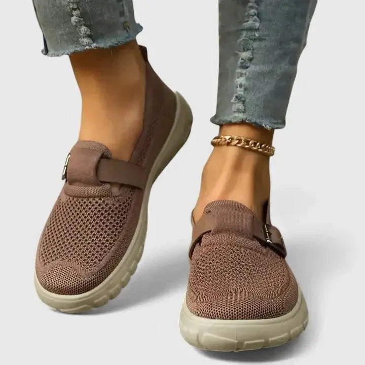 Clemencia - Loafers With Knit Uppers and Buckle Straps