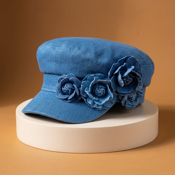 Nelisha - Floral Embellished Denim Cap