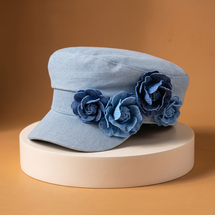 Nelisha - Floral Embellished Denim Cap