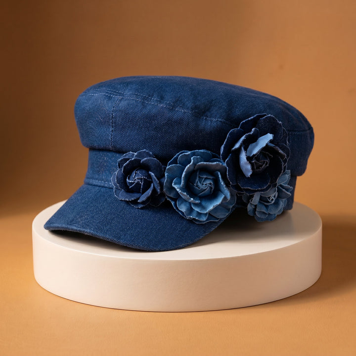Nelisha - Floral Embellished Denim Cap
