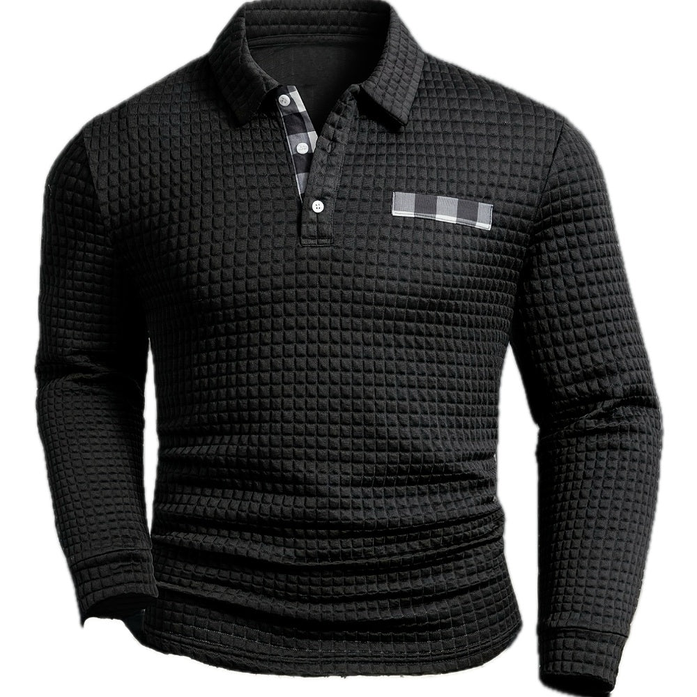 Dekan - Long Sleeve Waffle Polo Shirts