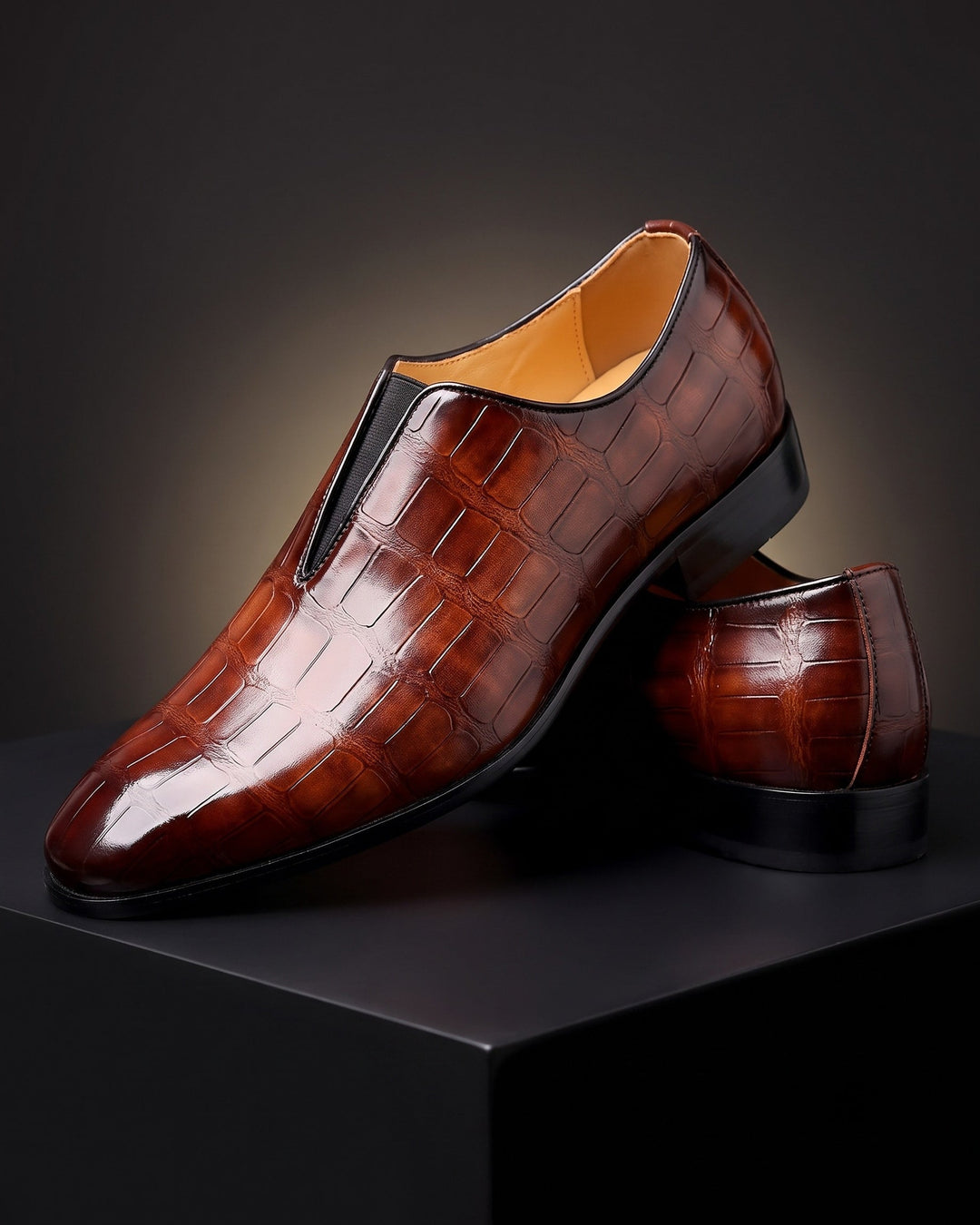 Amphon - Loafers with Crocodile Texture and Slip-On Fit