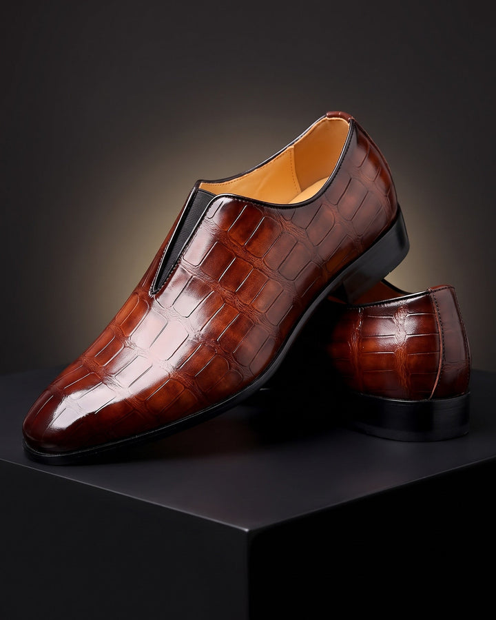 Amphon - Loafers with Crocodile Texture and Slip-On Fit