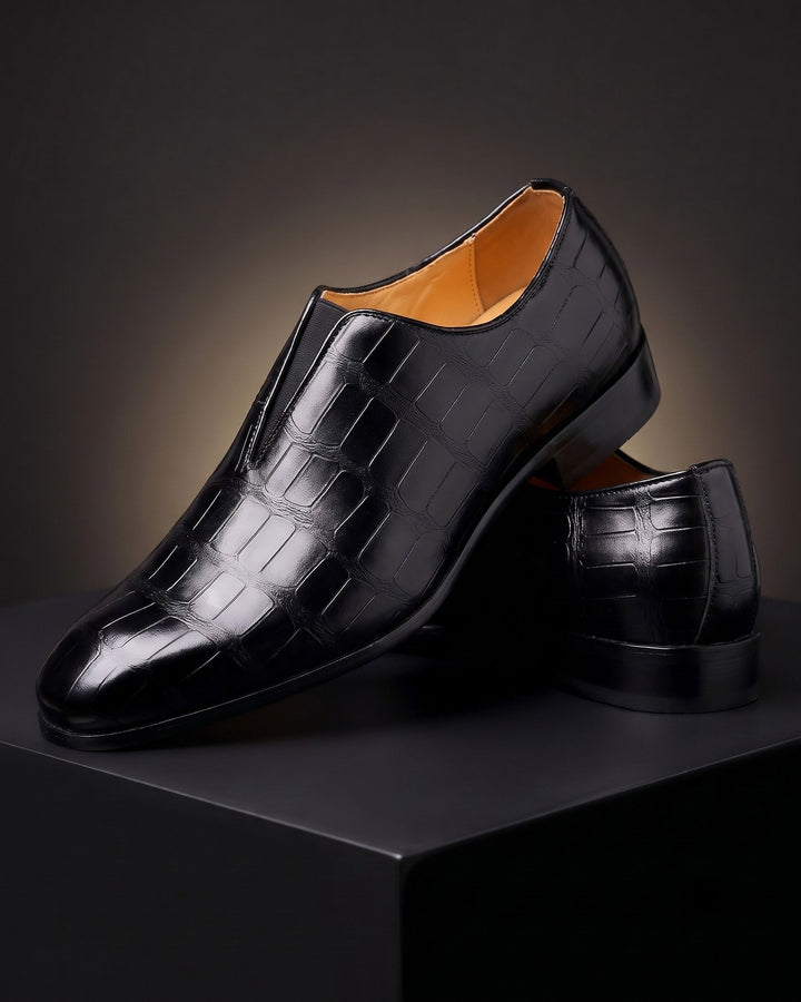 Amphon - Loafers with Crocodile Texture and Slip-On Fit