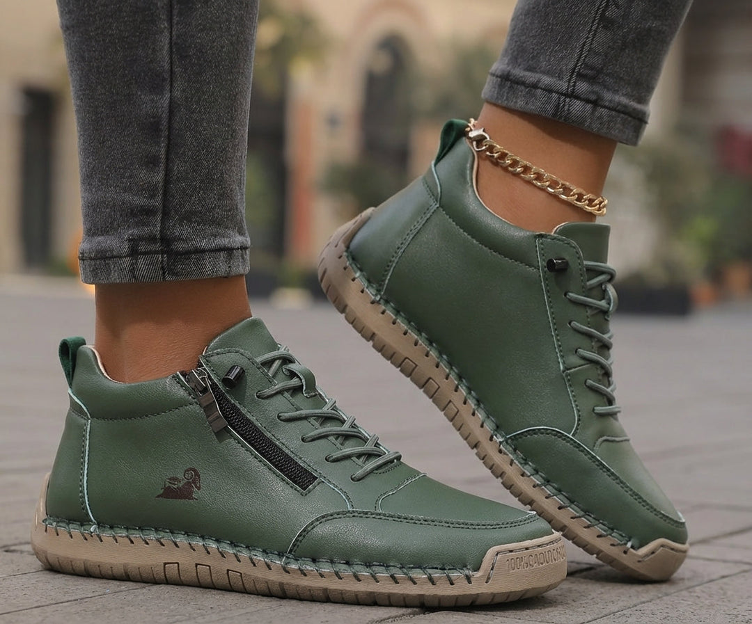 Schreiner - Lace-Up Zip Sneakers with Contrast Stitching