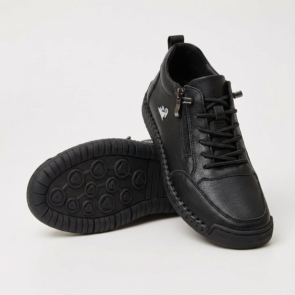 Schreiner - Lace-Up Zip Sneakers with Contrast Stitching