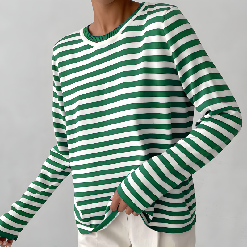 Quintina - Elegant Long Sleeve Sweater With Strape Pattern