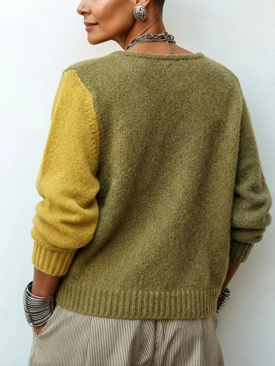 Lizana - Asymmetric Color-Block Knit Sweater