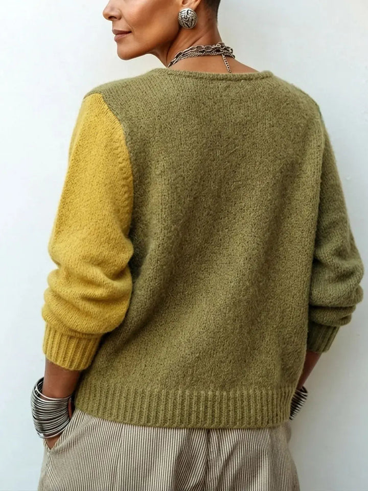 Lizana - Asymmetric Color-Block Knit Sweater