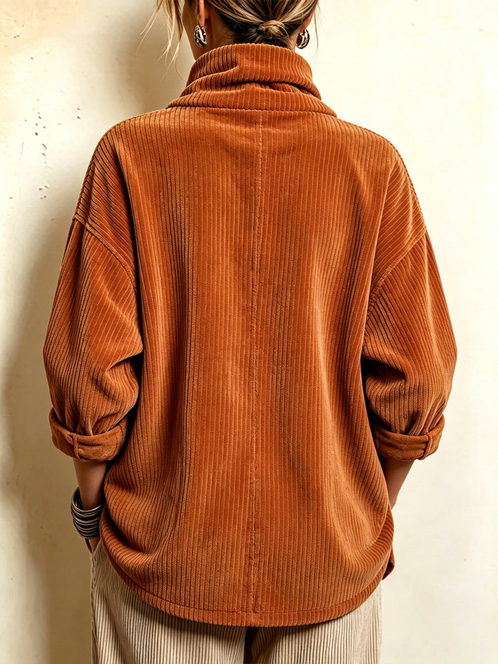 Sisuda  - Asymmetric Button-Up Corduroy Jacket