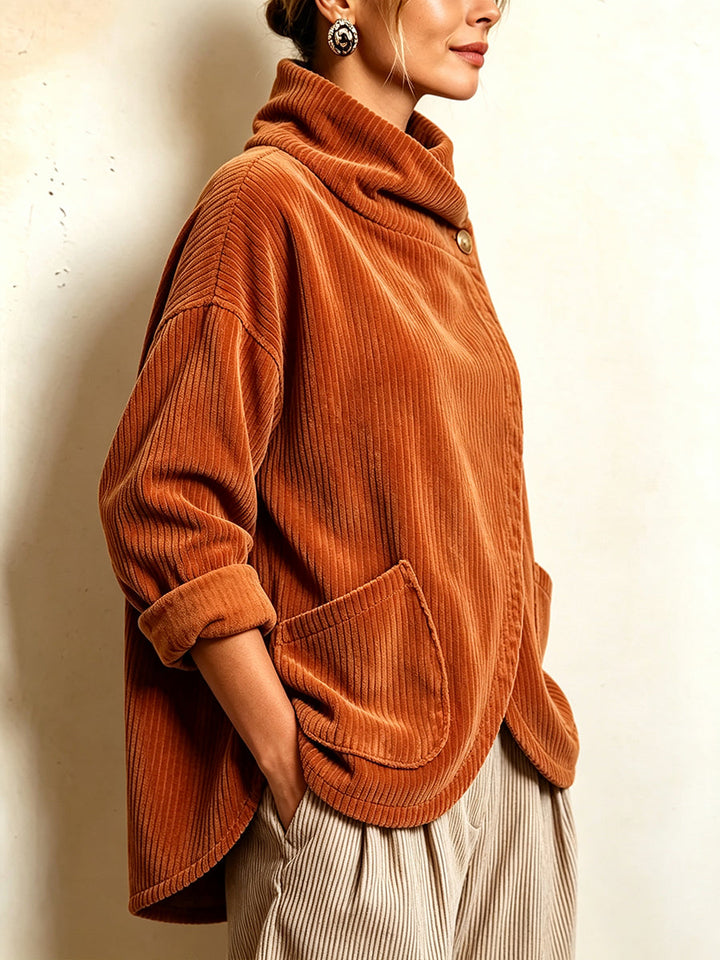Sisuda  - Asymmetric Button-Up Corduroy Jacket