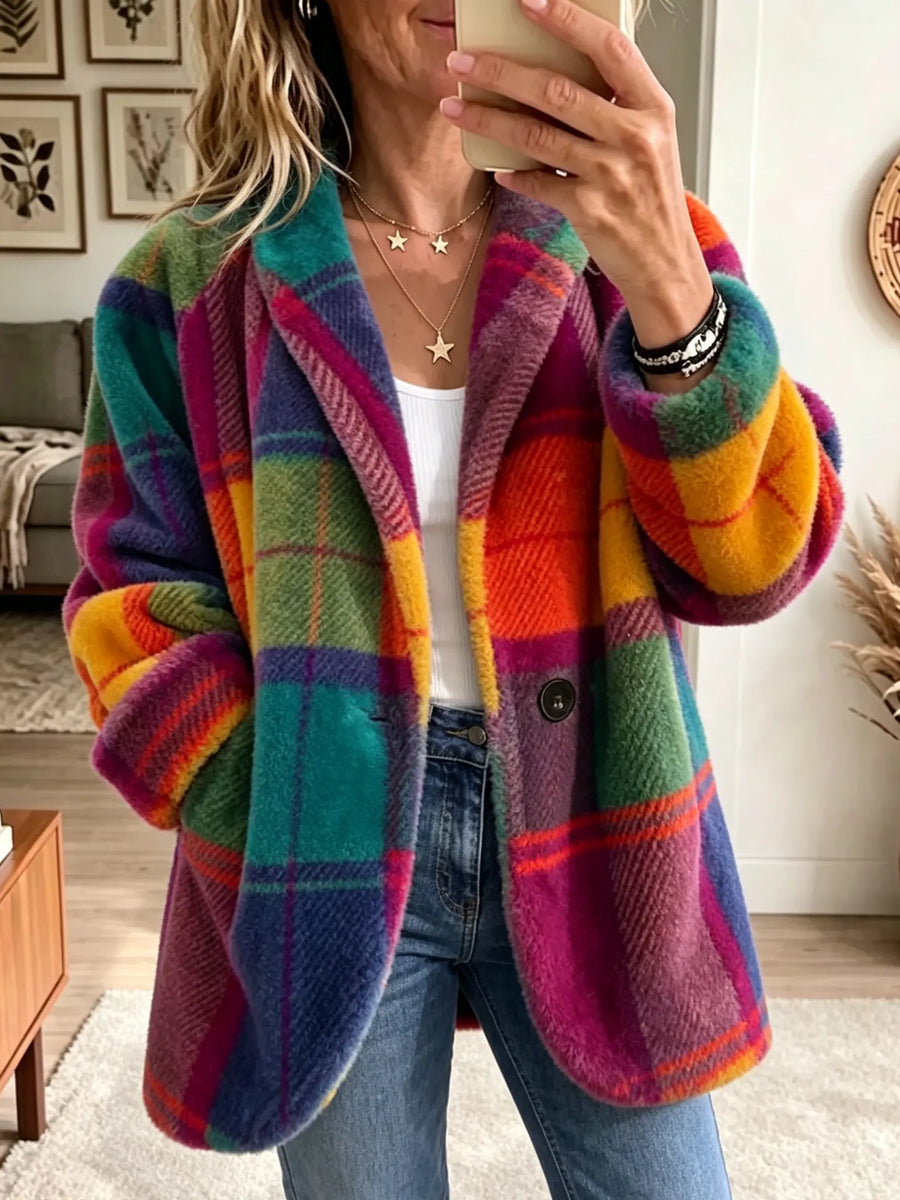Noralia - Multicolored Checkered Coat