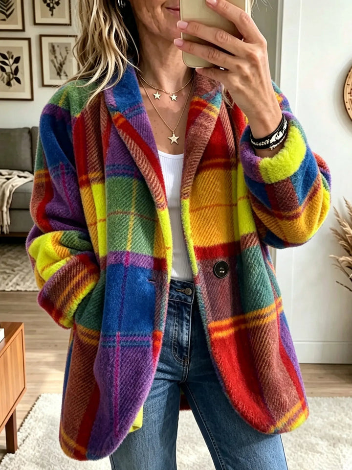 Noralia - Multicolored Checkered Coat