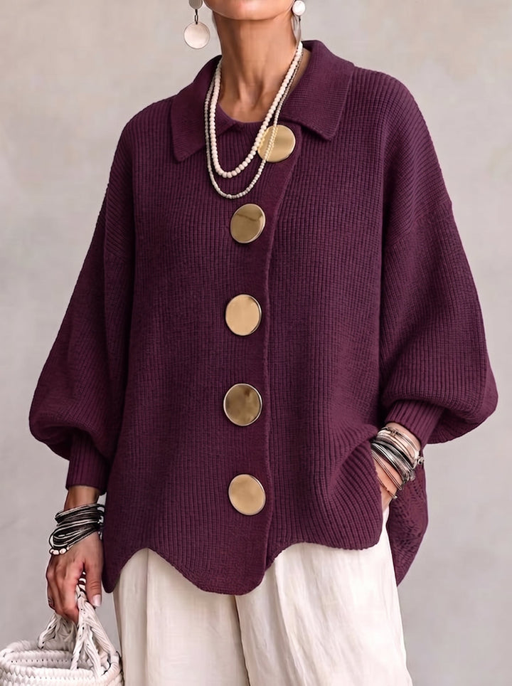 Kizzi - Oversized Cardigan With Gold Buttons