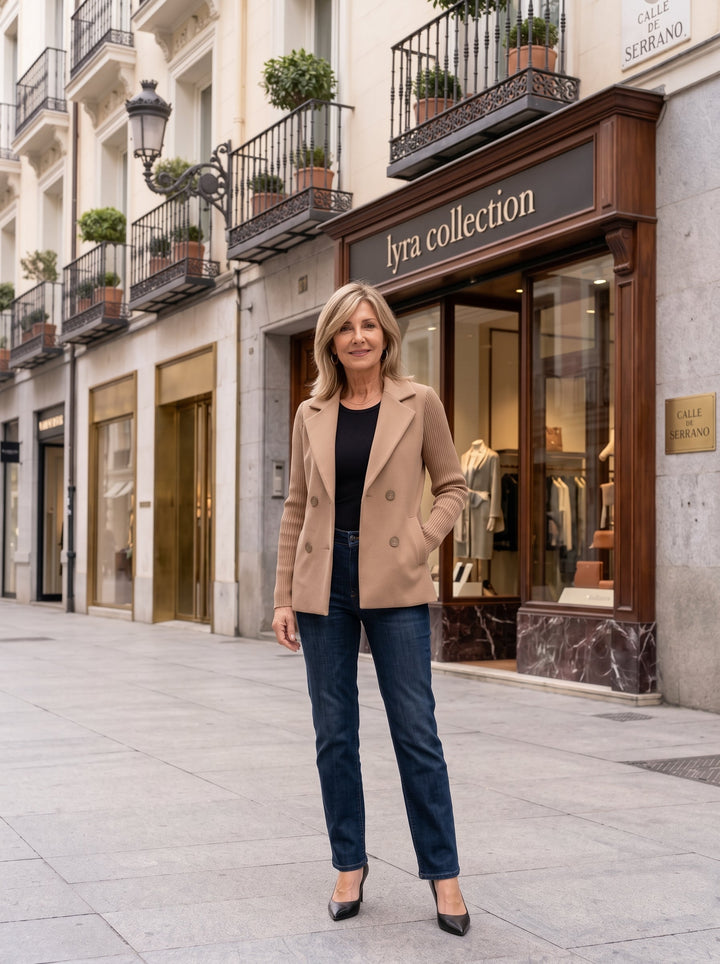 Nahide - Blazer With Ribbed Sleeves and Lapel Collar