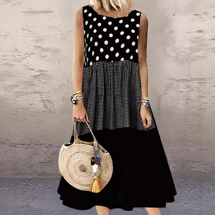 Shezina - Sleeveless Patchwork Dress
