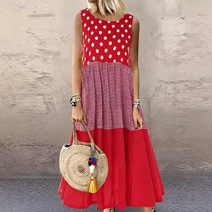 Shezina - Sleeveless Patchwork Dress