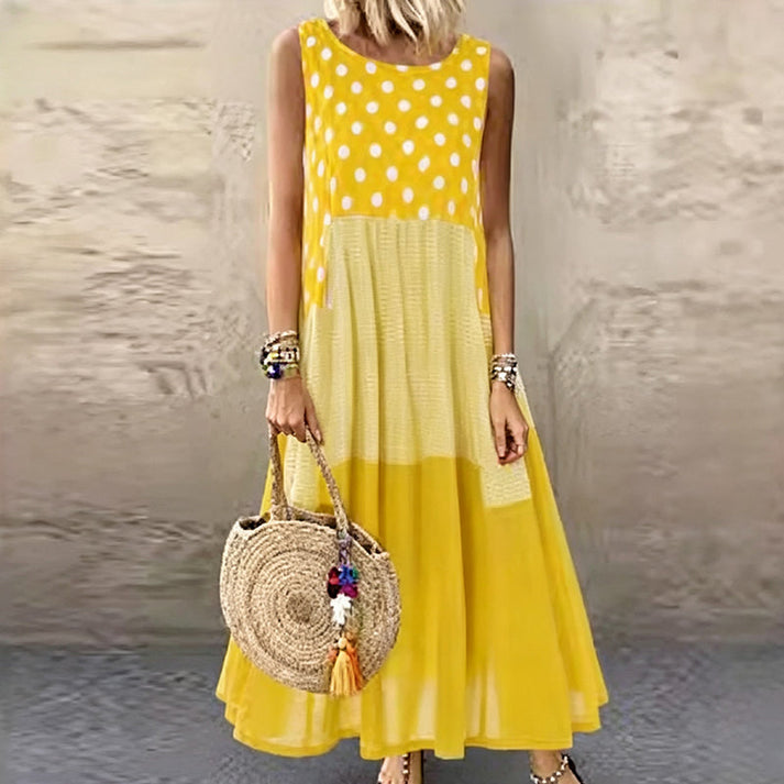 Shezina - Sleeveless Patchwork Dress