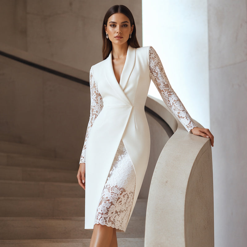Wenina - Bodycon Dress With Lace Sleeves